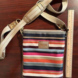 Coach Legacy Stripe Multicolor Crossbody Satin 41674